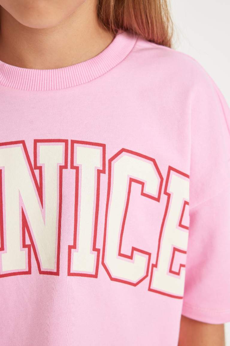 Ensemble deT-shirt imprimé à manches courtes et jogging à taille élastique pour Fille