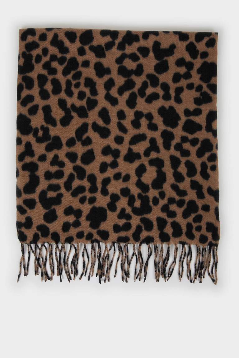 Kadın Leopar Desenli Atkı