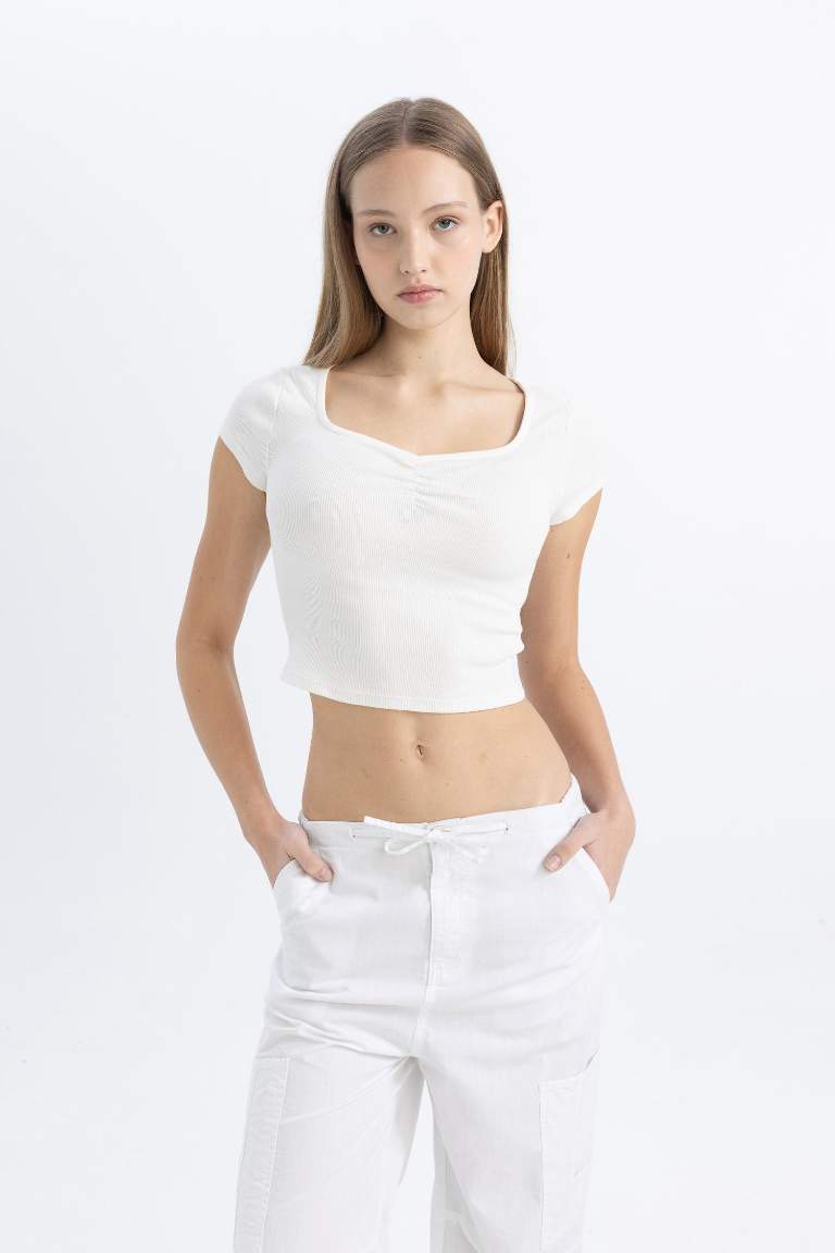 Fitted Ribbed Camisole Short Sleeve T-Shirt