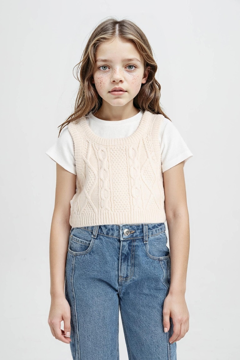 Girl Crop Sweater Vest