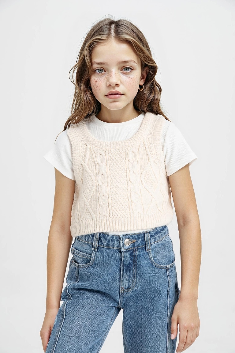 Girl Crop Sweater Vest