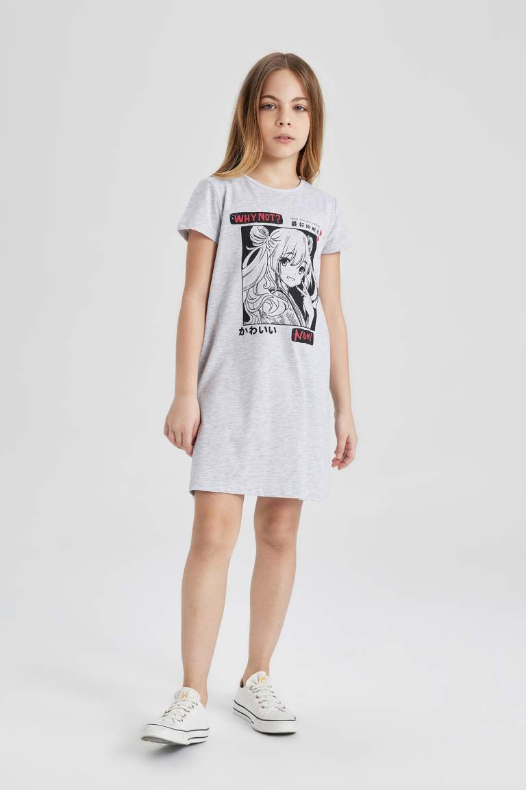 Girl Printed Short Sleeve Dress