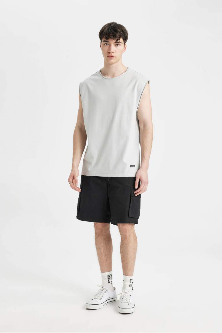 Boxy Fit Crew Neck Sleeveless T-Shirt