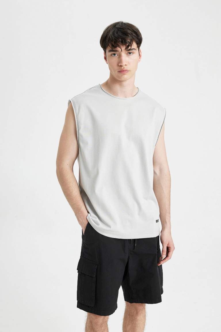 Boxy Fit Crew Neck Sleeveless T-Shirt