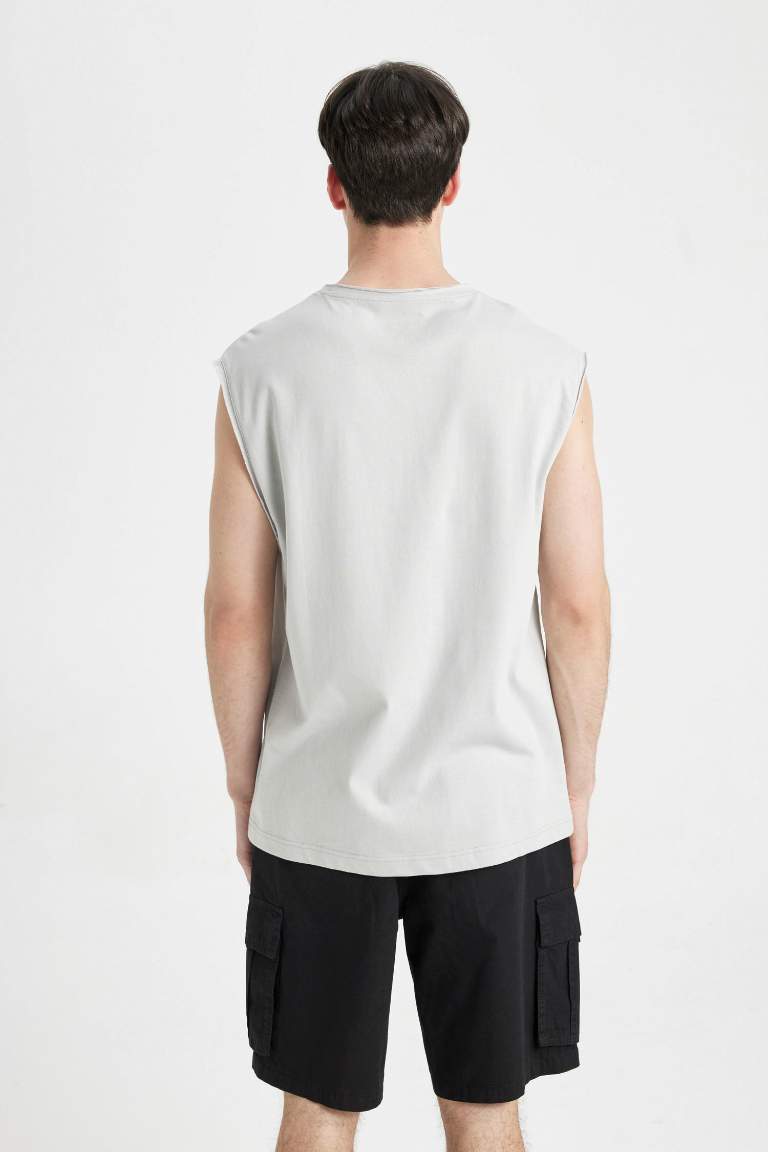 Boxy Fit Crew Neck Sleeveless T-Shirt