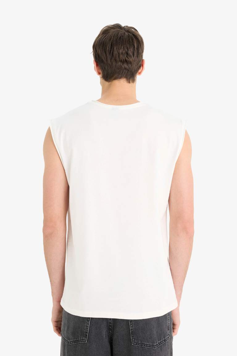 %100 Pamuk Boxy Fit Bisiklet Yaka Basic Düz Atlet