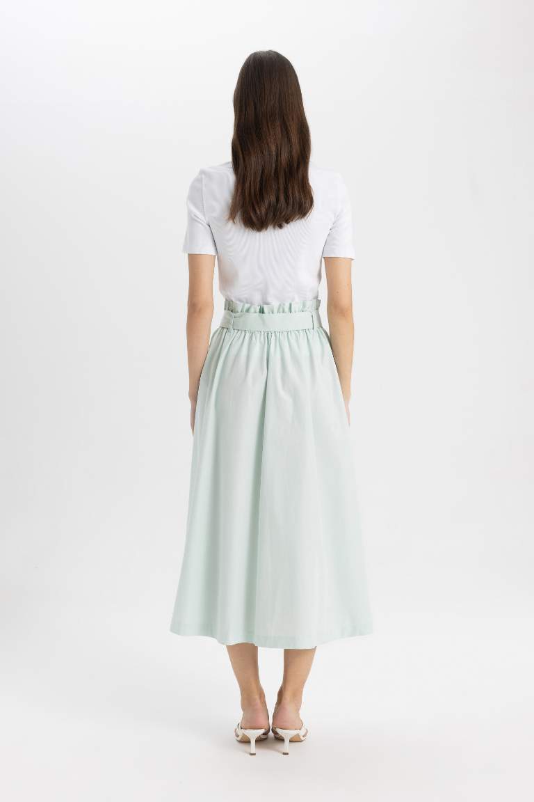 A Cut Poplin Normal Waist Midi Skirt