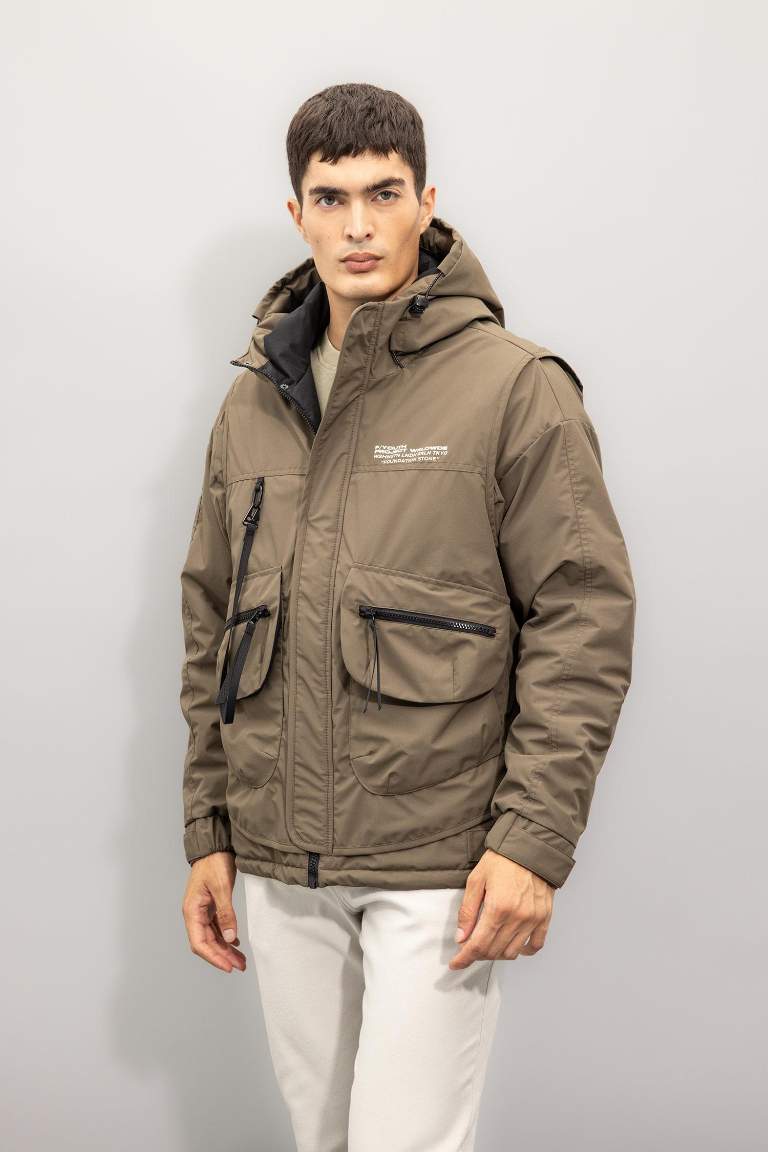 Regular Fit Mont Kapüşonlu Fermuarlı Çıtçıt Kapamalı Cepl
