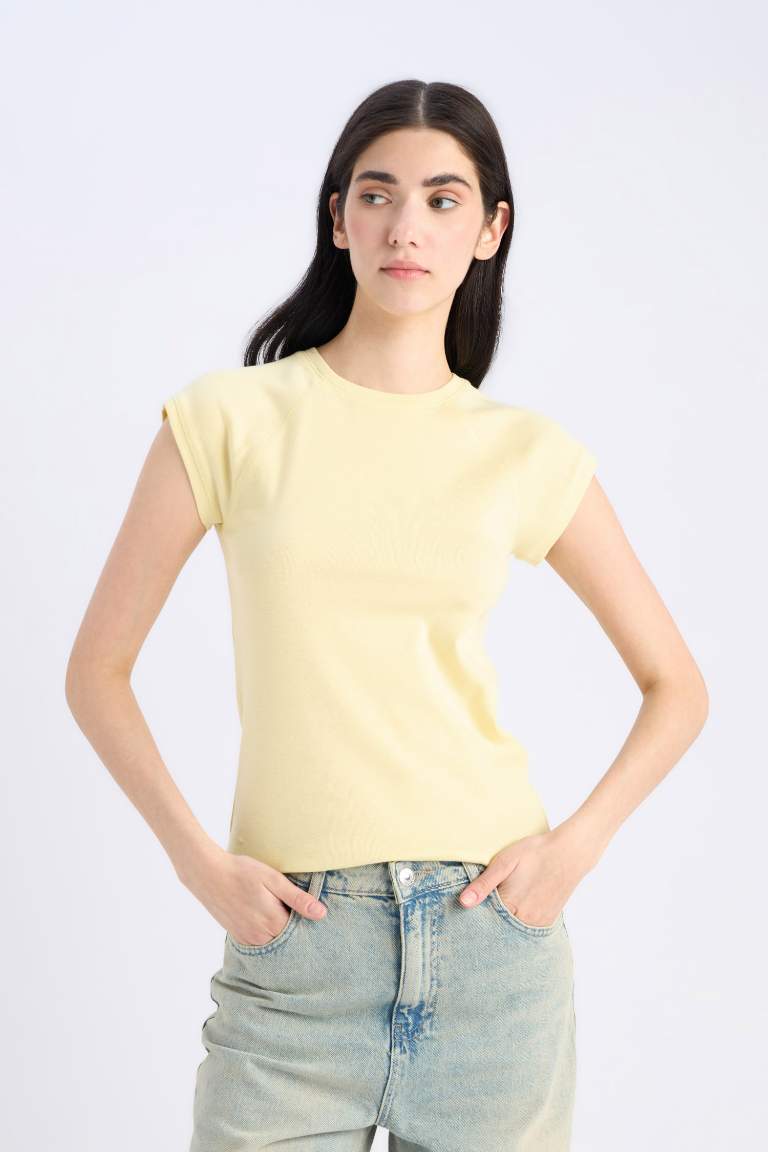 Slim Fit Crew Neck Ribana Short Sleeve T-Shirt