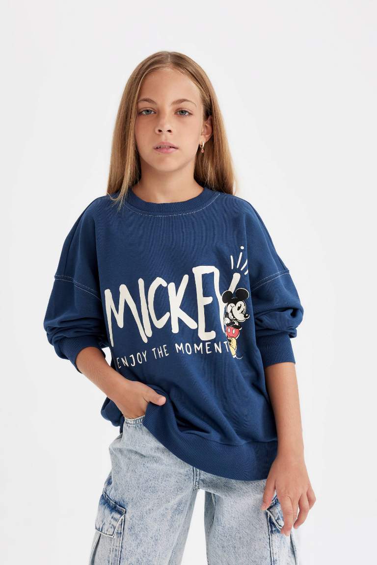 Sweat-shirt Oversize à Col rond Mickey & Minnie pour Fille