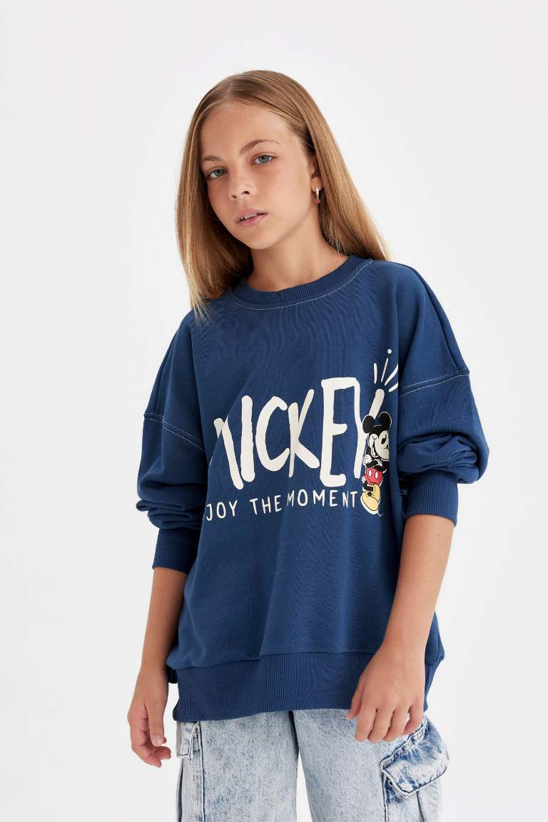 Sweat-shirt Oversize à Col rond Mickey & Minnie pour Fille