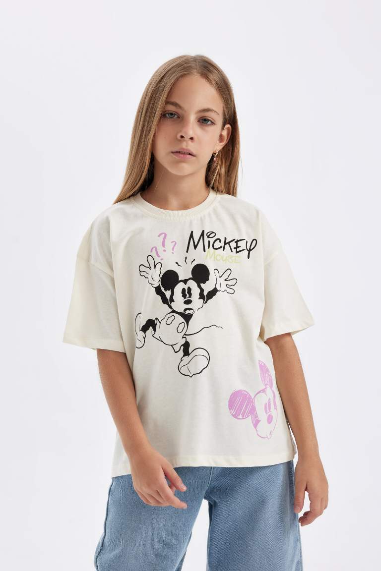 T-shirt oversize Disney Mickey & Minnie à manches courtes et col rond pour Fille