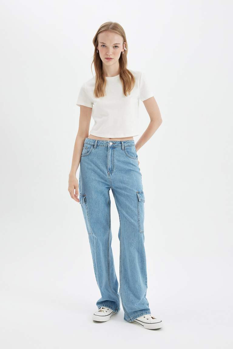 Wide Leg High Waist Long Washed Jeans