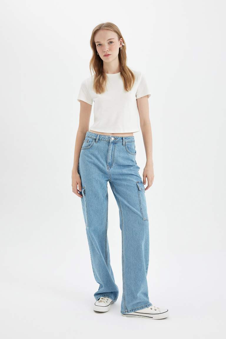 Wide Leg High Waist Long Washed Jeans