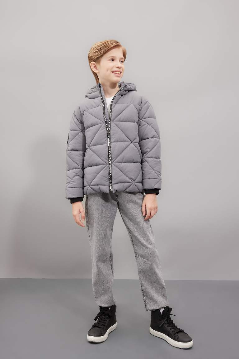 Boy Waterproof Hooded Zippered Puffer Jacket