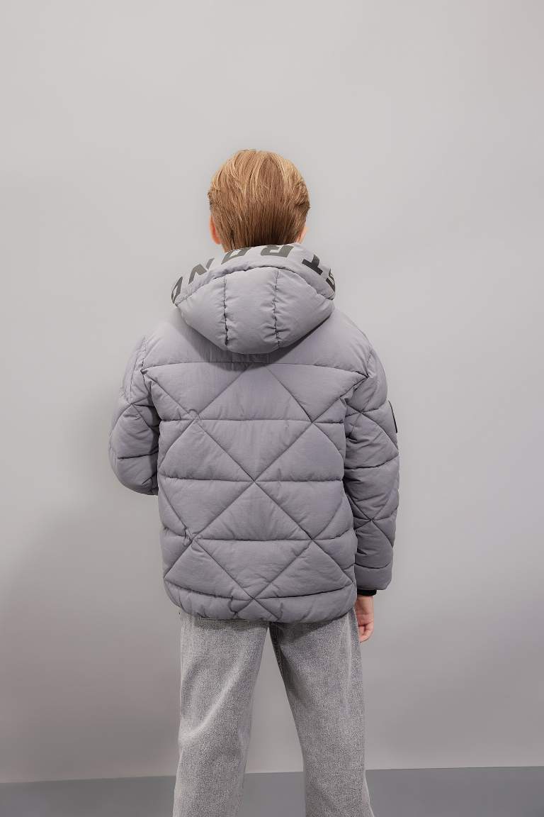 Boy Waterproof Hooded Zippered Puffer Jacket