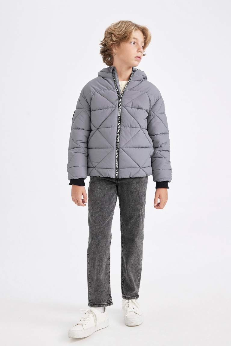 Boy Waterproof Hooded Zippered Puffer Jacket