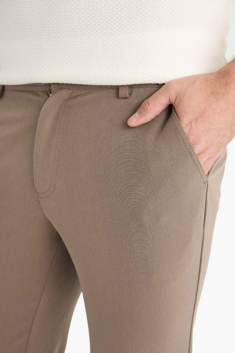 Tailored Fit Düz Paça Her Yöne Esneyen Yumuşak Tuşe Cepli Pantolon
