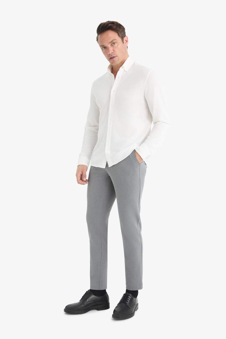 Tailored Fit Düz Paça Her Yöne Esneyen Yumuşak Tuşe Cepli Pantolon