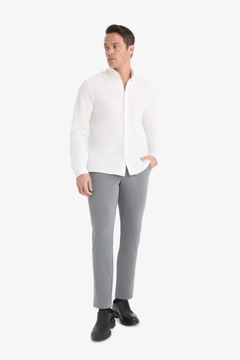 Tailored Fit Düz Paça Her Yöne Esneyen Yumuşak Tuşe Cepli Pantolon