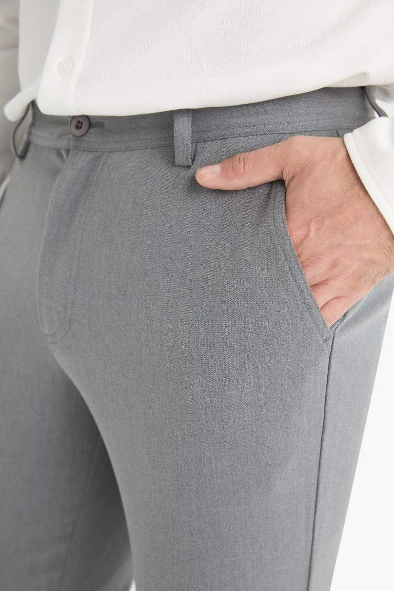 Tailored Fit Düz Paça Her Yöne Esneyen Yumuşak Tuşe Cepli Pantolon