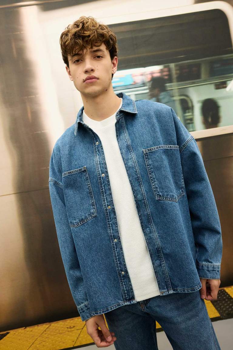 Oversize Fit Long Sleeve Jean Shirt