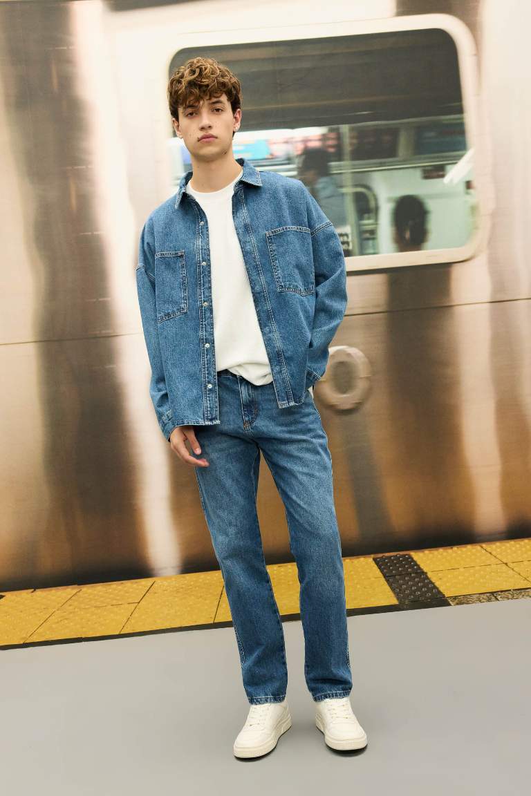 Oversize Fit Long Sleeve Jean Shirt