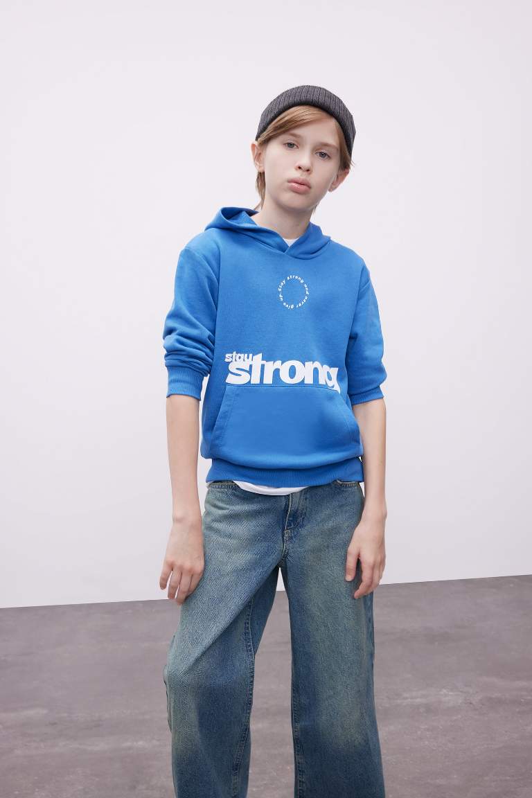 Boy Printed Hooded School Sweatshirt