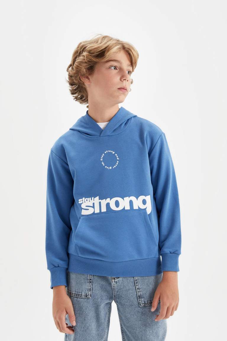 Boy Printed Hooded School Sweatshirt