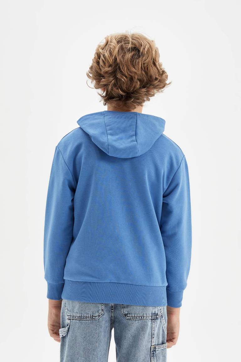 Boy Printed Hooded School Sweatshirt