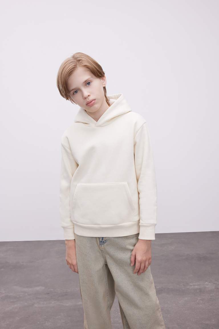 Boy Hooded Thick School Sweatshirt