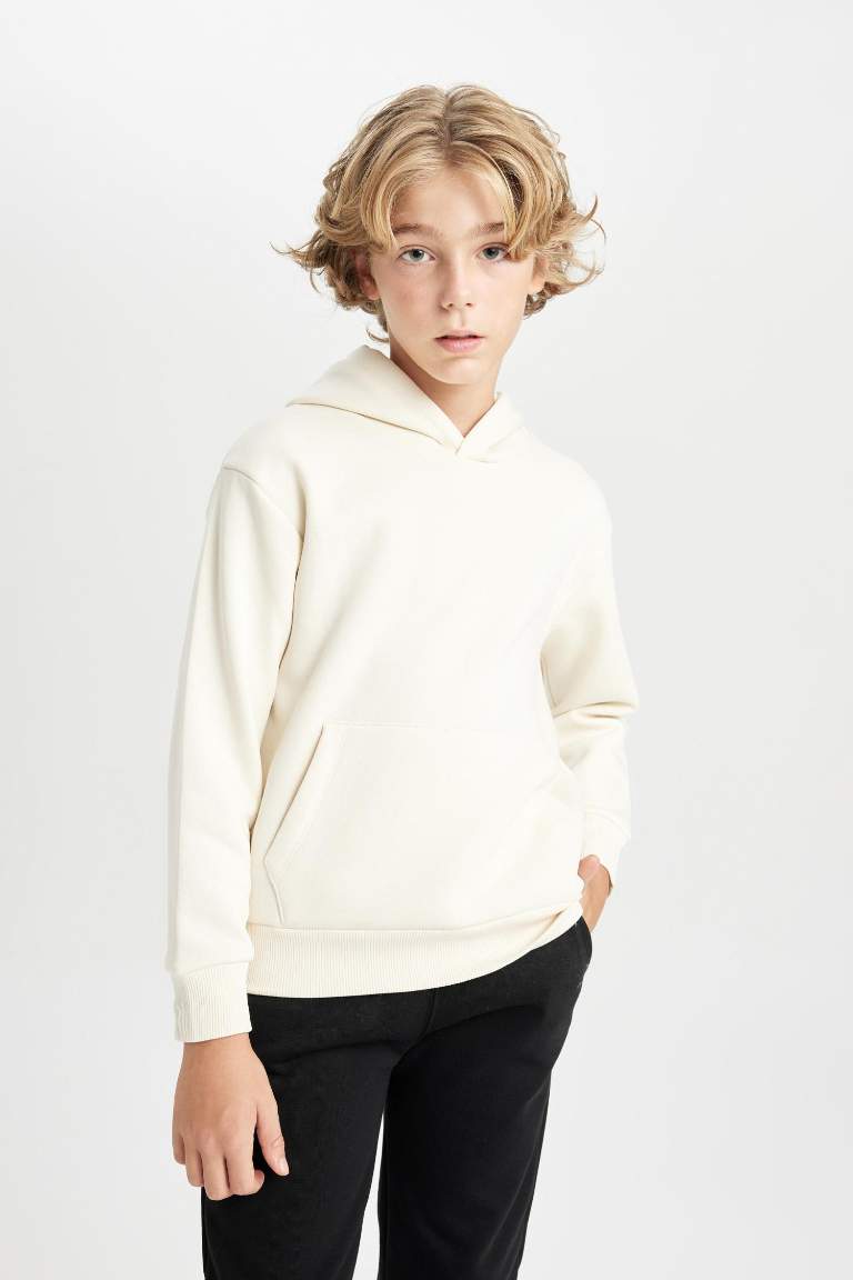 Boy Hooded Thick School Sweatshirt