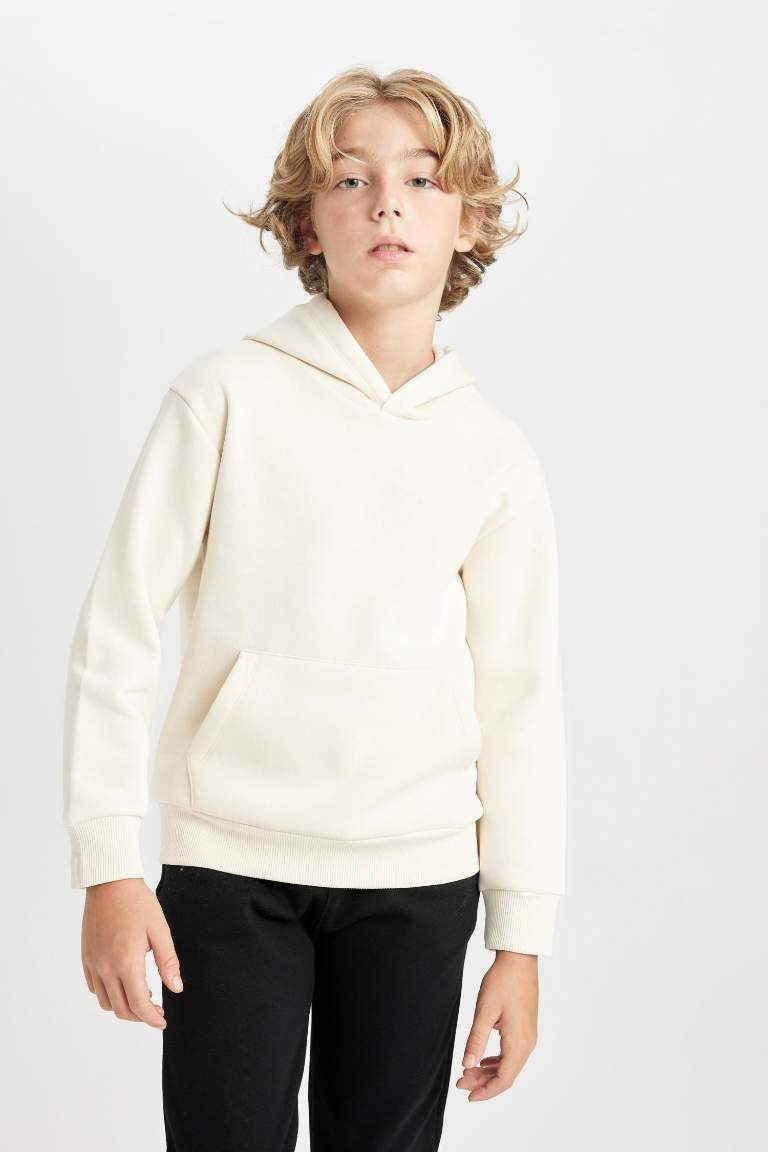 Boy Hooded Thick School Sweatshirt