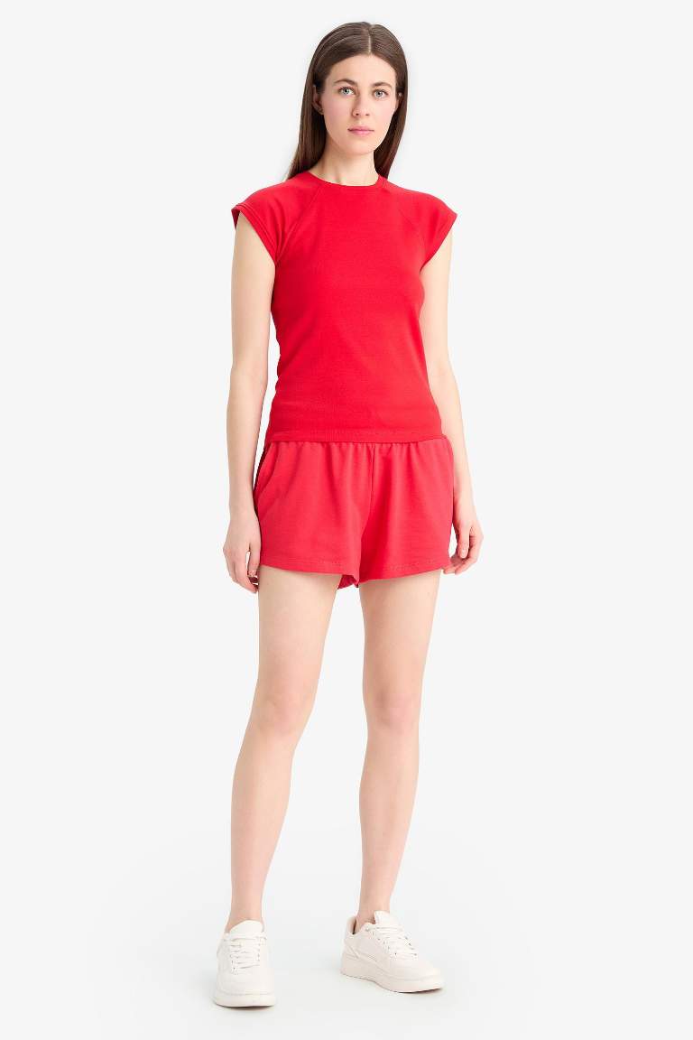 Regular Fit Beli Bağcıklı Normal Bel Düz Paça Şort