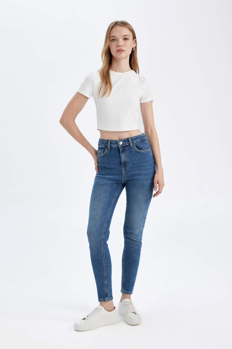 Skinny Fit High Waist Ankle Length Jeans