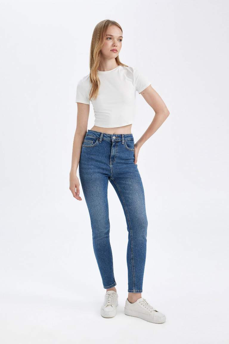 Skinny Fit Yüksek Bel Bilek Boy Jean Pantolon