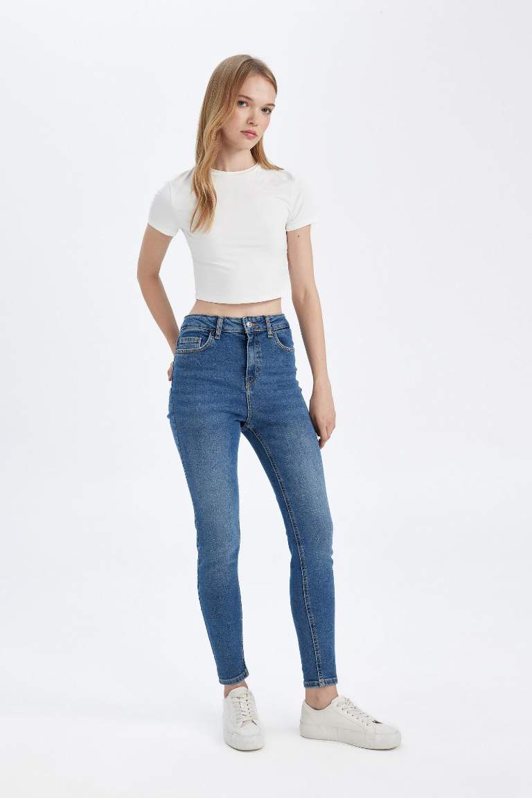 Skinny Fit Yüksek Bel Bilek Boy Jean Pantolon