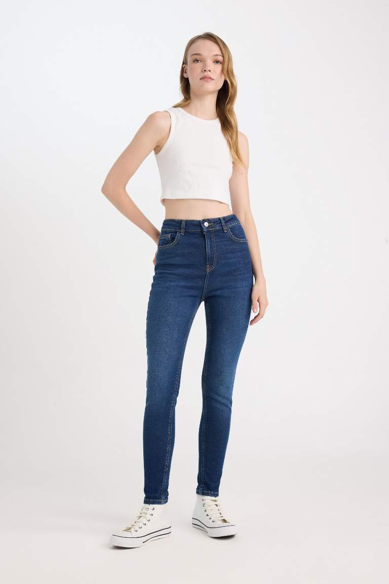 Skinny Fit Yüksek Bel Bilek Boy Jean Pantolon