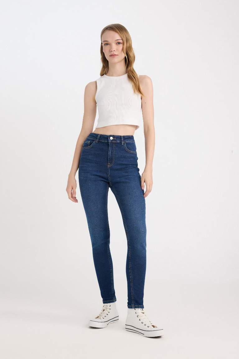 Skinny Fit Yüksek Bel Bilek Boy Jean Pantolon