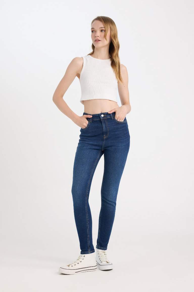 Skinny Fit Yüksek Bel Bilek Boy Jean Pantolon