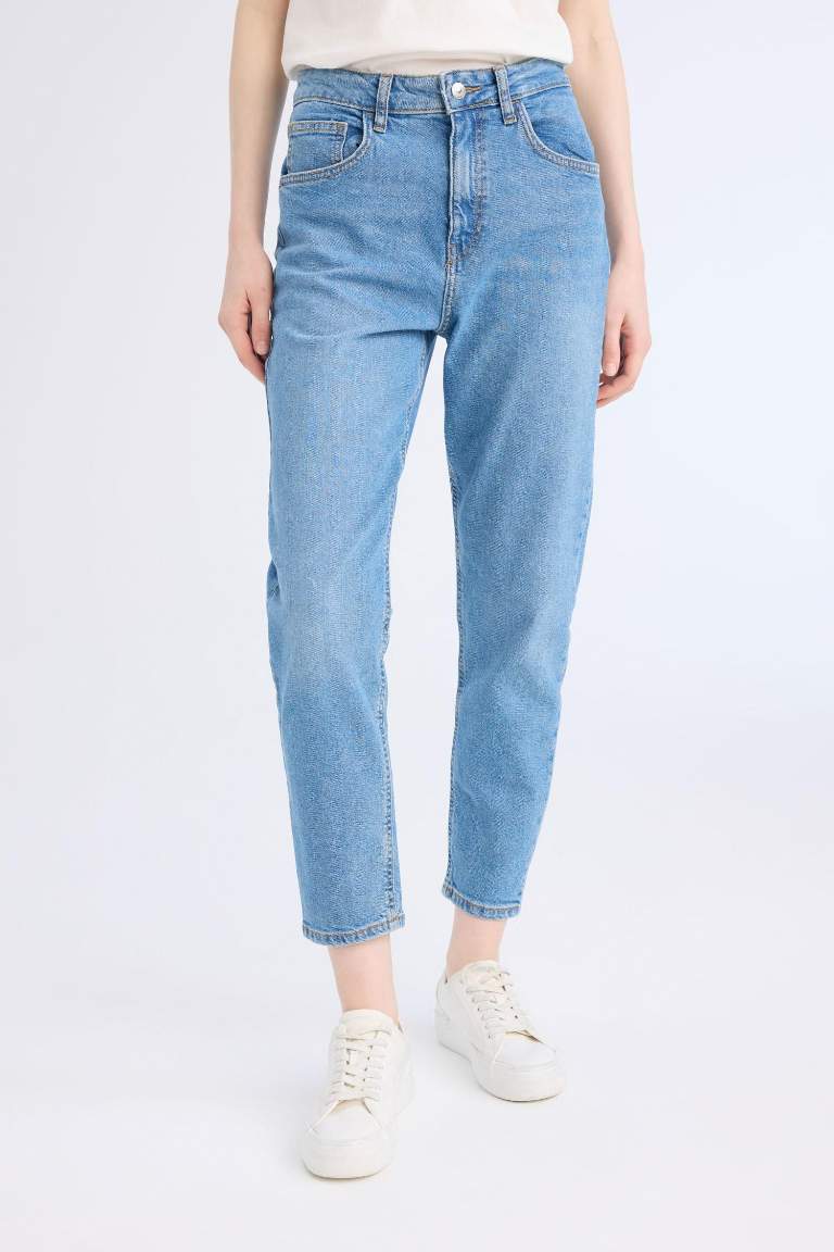 Lina Comfort Mom Yüksek Bel Bilek Boy Jean Yıkamalı Pantolon