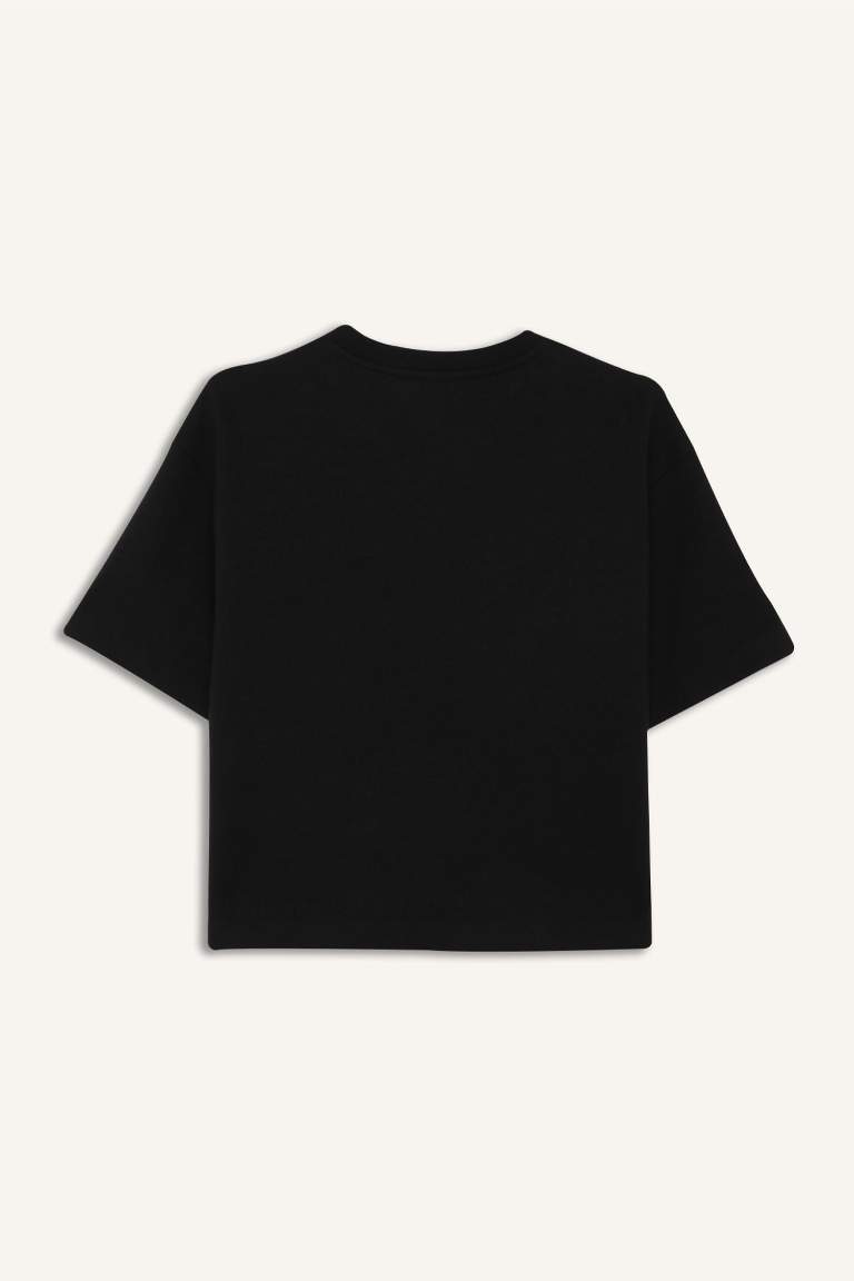 Relax Fit Crew Neck Basic Short Sleeve Black T-Shirt