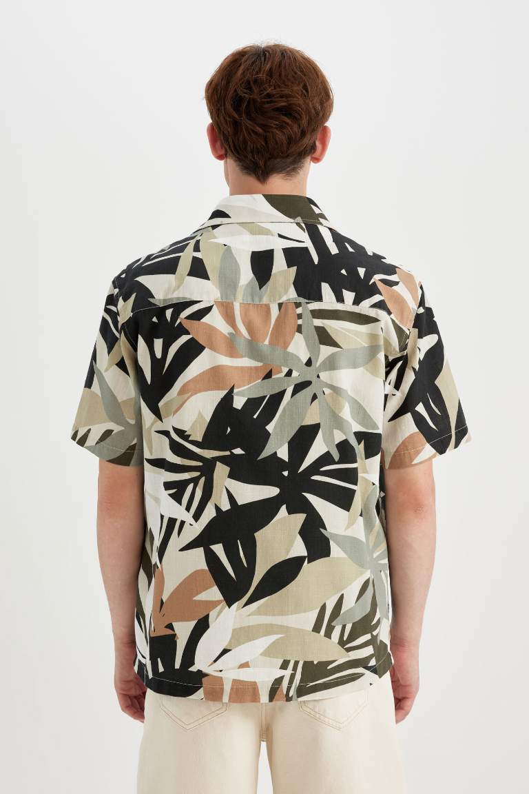 Regular Fit Hawaiian Printed Cotton Short Sleeve Shirt