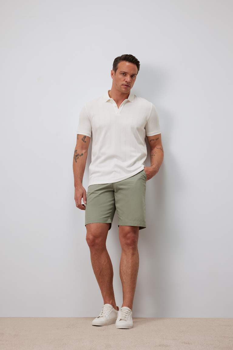 Regular Fit Gabardine Bermuda Shorts