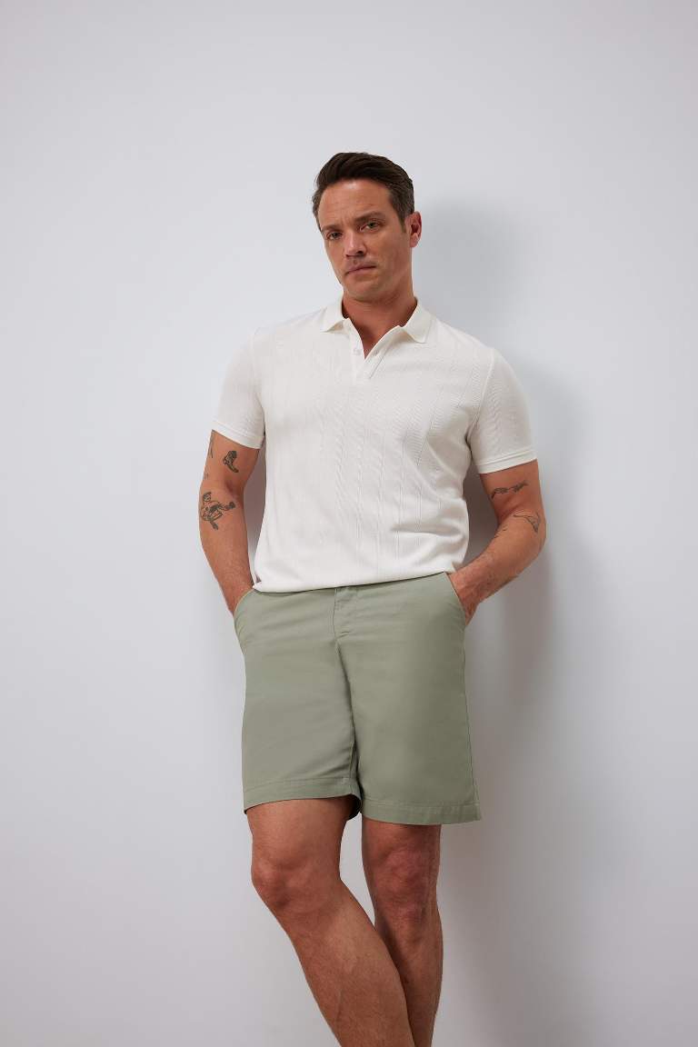 Regular Fit Gabardine Bermuda Shorts