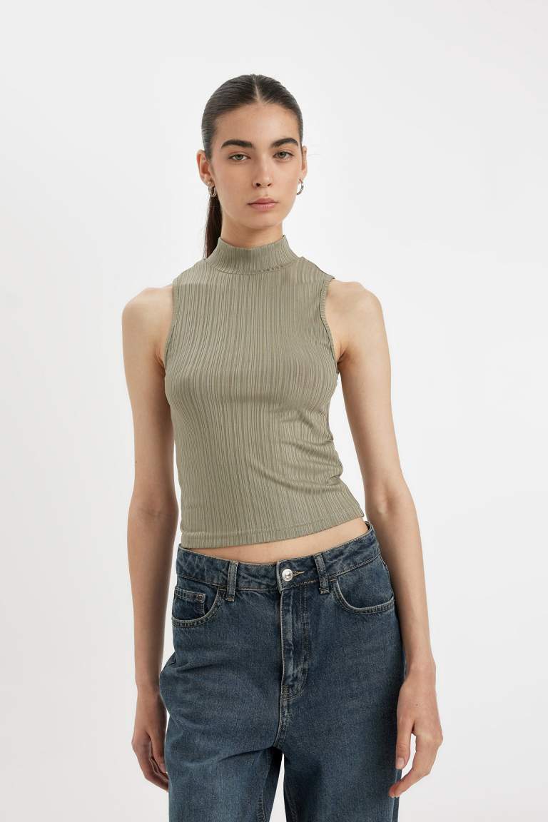 Slim Fit Camisole Half Turtleneck Tank Top