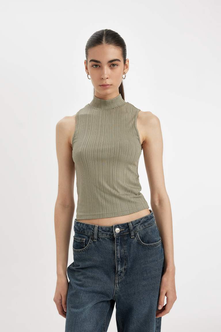 Slim Fit Camisole Half Turtleneck Tank Top