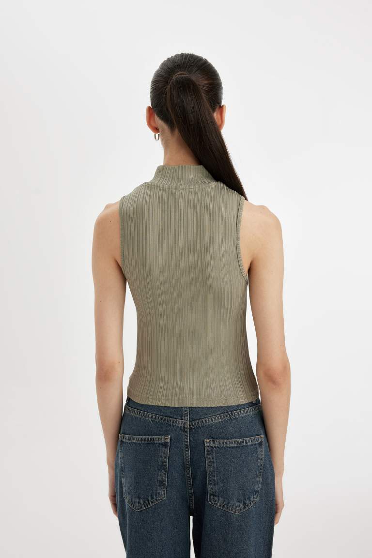 Slim Fit Camisole Half Turtleneck Tank Top