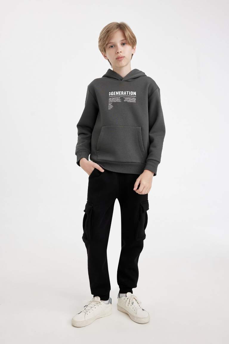 Boy Black Cargo School Sweatpants