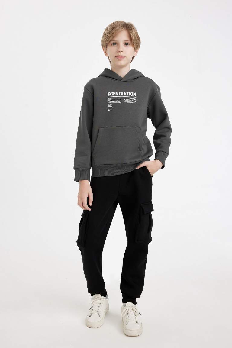 Boy Black Cargo School Sweatpants